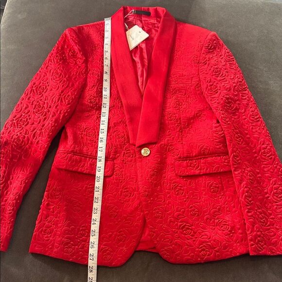 Men’s Slim Fit Red Floral 3 Piece Prom Party Tuxedo Suit 34 Jacket 31 Pants NEW - Picture 6 of 16